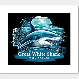 Great White Shark - WILD NATURE - GREAT WHITE SHARK -5 Posters and Art